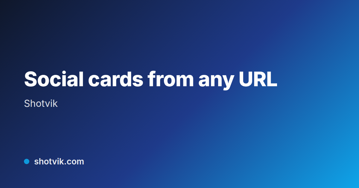 Shotvik basic template card with the title "Social cards from any URL"