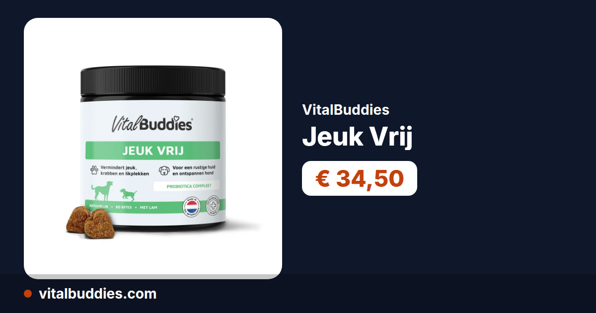 Shotvik product card for Jeuk Vrij, rendered from vitalbuddies.com/products/jeuk-vrij